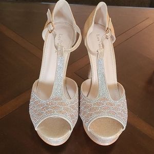 Women's Champagne High Heel Shoes.  Size 8